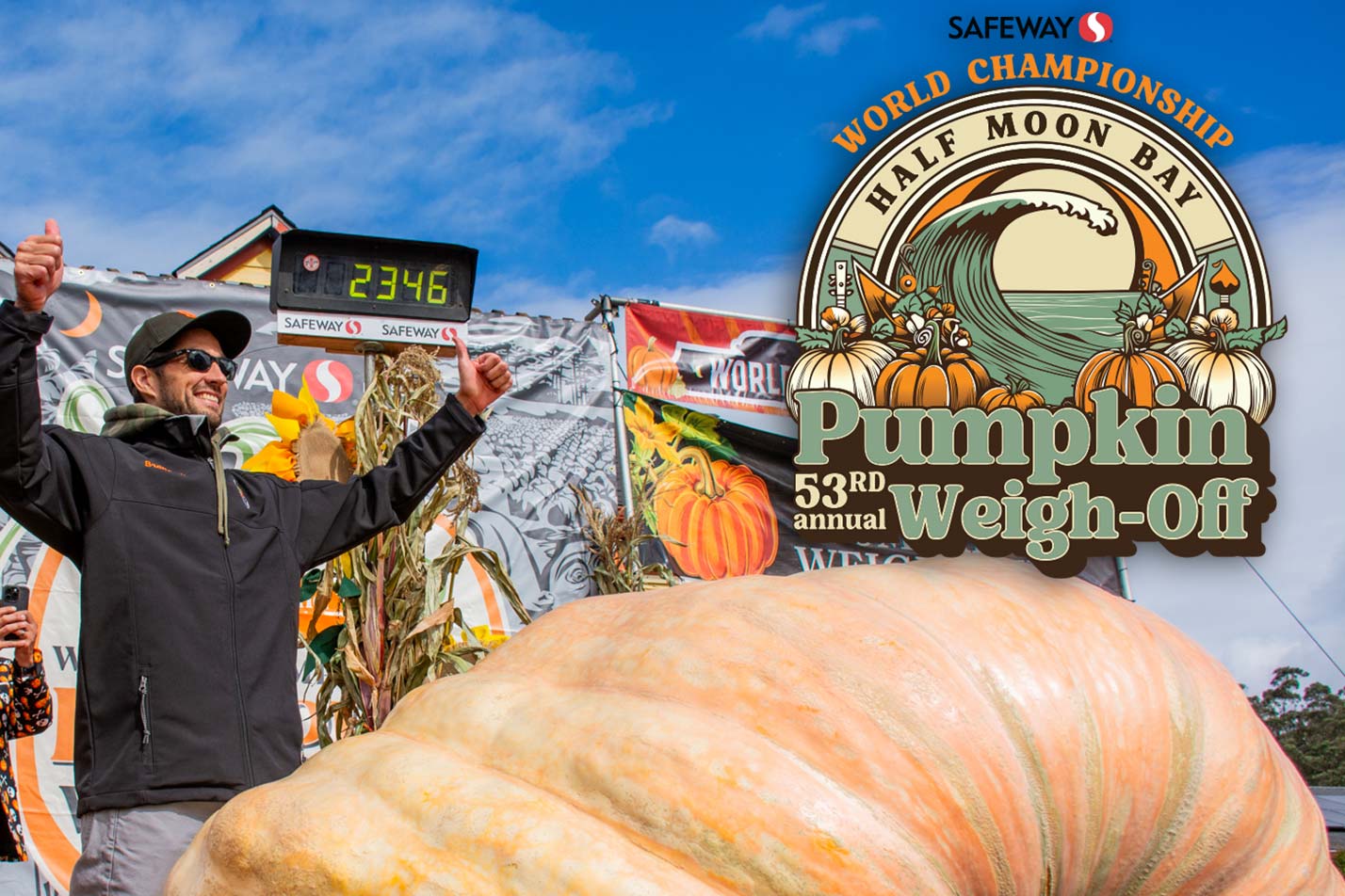 52nd Annual Half Moon Bay Safeway World Championship Pumpkin Weigh-Off winner Brandon Dawson